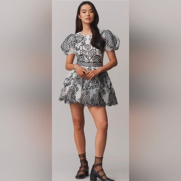 Anthopologie Maeve Puff-Sleeve Mini Dress - Picture 2 of 4